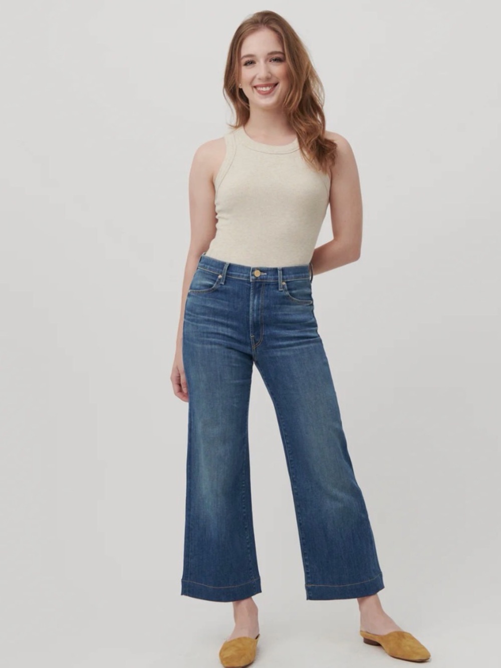 The Malibu Wide Denim Cropped Color Moonlit Ocean